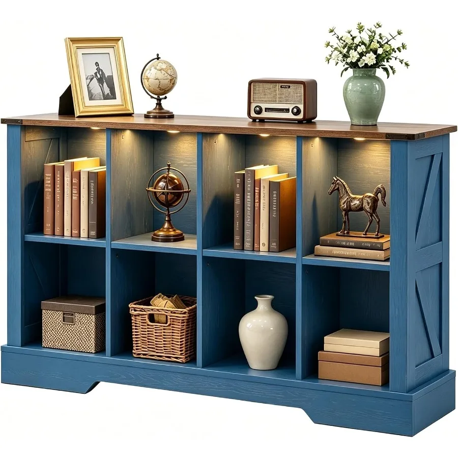 Bookshelf - 8 Bölmeli Depolama Ünitesi, LED Işıklı