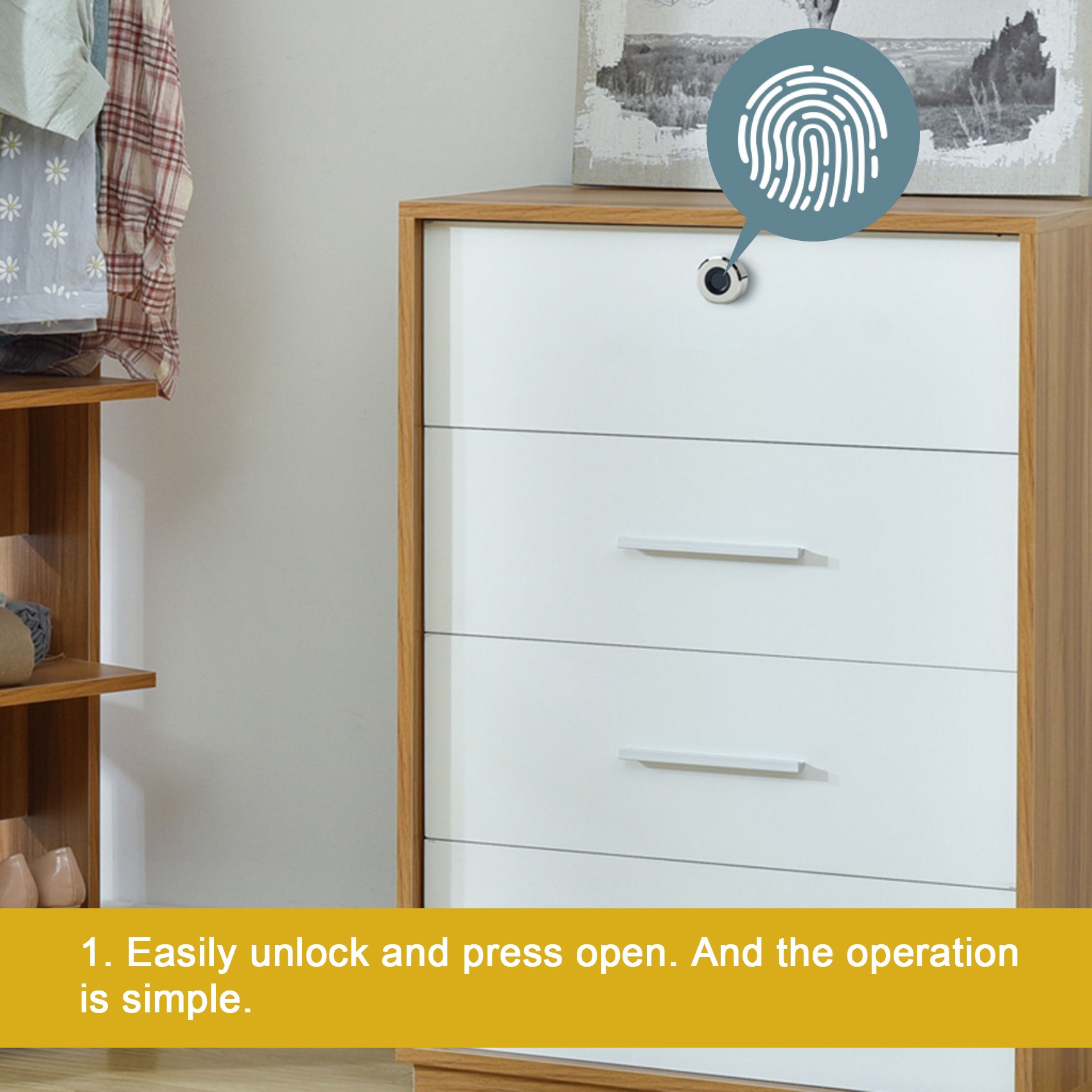 File Cabinet - A98E-Smart Parmak İzi Sensörlü Çekmece Kilidi,