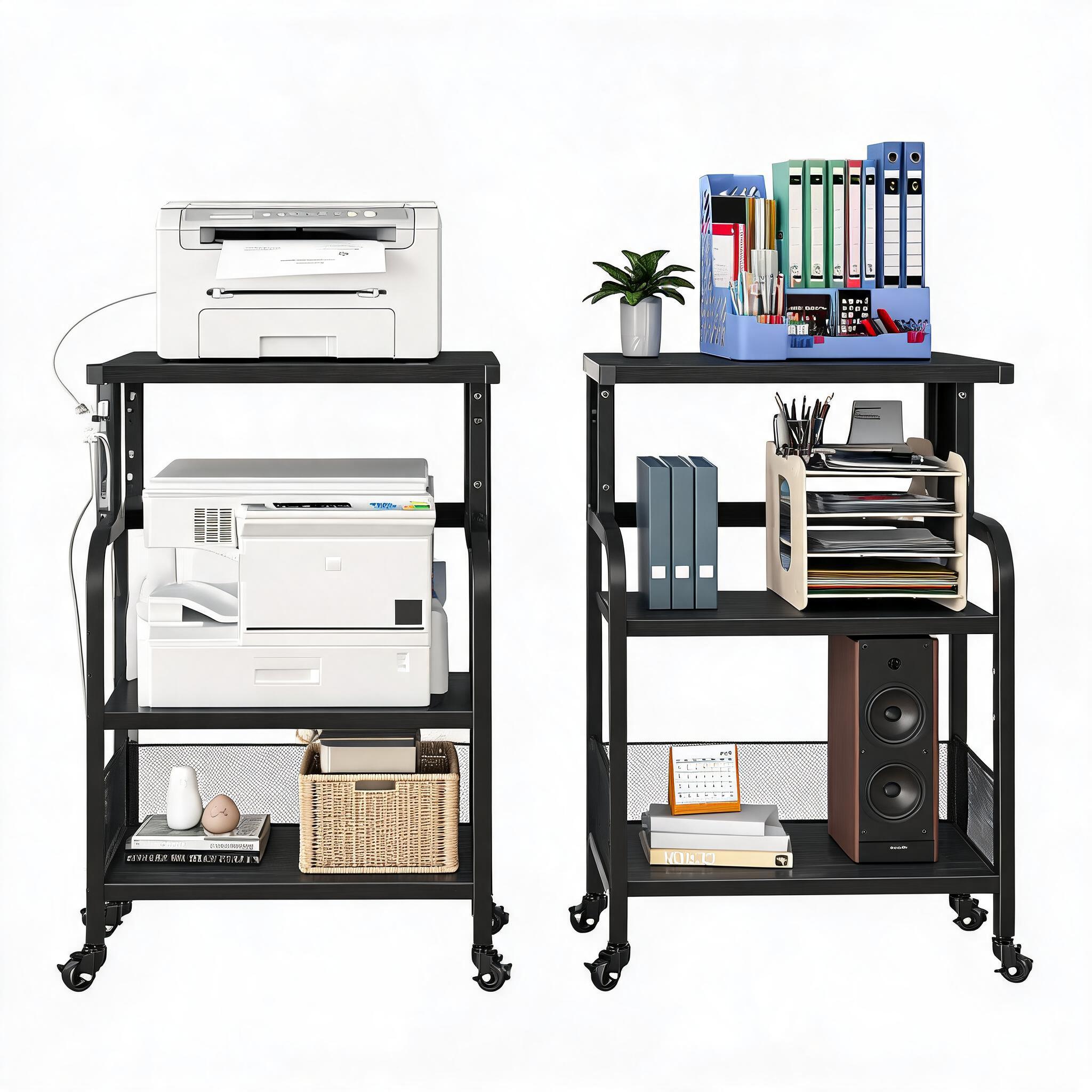 Printer Stand - 3 Katlı, Güç Prizleri ve USB